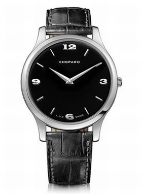 Chopard L.U.C Classic XP Black Dial White Gold Leather Men's Watch 161902-1001