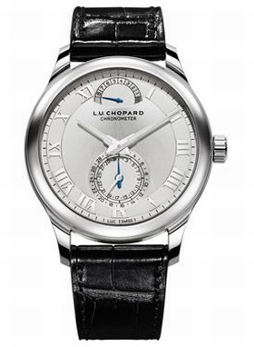 Chopard L.U.C Quattro Silver Dial White Gold Black Leather Men's Watch 161926-1001