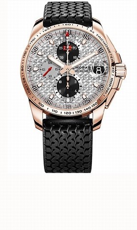 Chopard Mille Miglia GT XL Silver Dial Chronograph Rose Gold Rubber Men's Watch 161268-5007