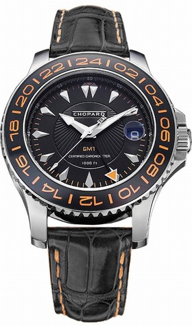 Chopard LUC Pro One Black Dial Black Leather Men's Watch 168959