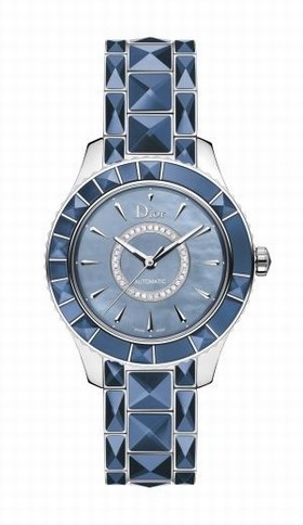 Dior Christal Blue Mother of Pearl Dial Stainless Steel Ladies Watch CD144517M001