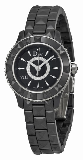Dior VIII Black Dial Black Ceramic Ladies Watch CD1221E0C001