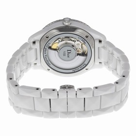 Dior VIII Diamond Studded Automatic Mother Of Pearl Dial White Ceramic Ladies Watch CD1245E5C001