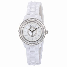 Dior VIII Mother of Pearl Dial Diamond-Studded White Ceramic Ladies Watch CD1221E6C001