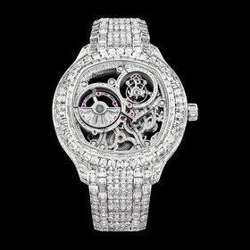 Piaget Emperador Coussin Tourbillon Skeleton White Gold Diamond Bracelet (G0A39040)
