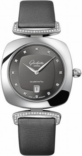 Glashutte Pavonina Gray Dial Satin Diamond Ladies Watch 1-03-01-06-12-02