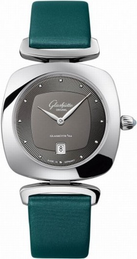 Glashutte Povonina Gray Dial Green Satin Ladies Watch 1-03-01-14-02-04