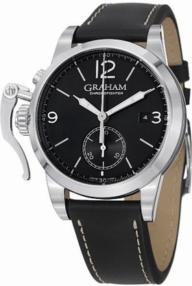 Graham Chronofighter 1695 Automatic Chronograph Black Dial Black Leather Men's Watch 2CXASB02A