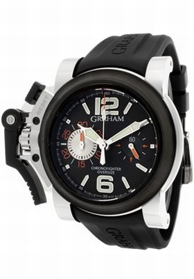 Graham Chronofighter Black Dial Black Rubber Men's Watch 2OVBV.B07A.K10