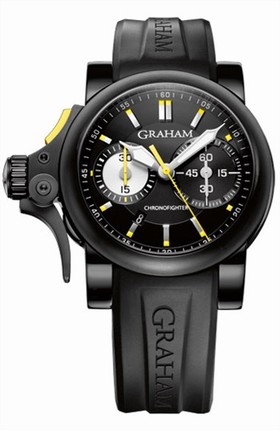Graham Chronofighter Black Dial Black Rubber Men's Watch 2TRAB.B01A