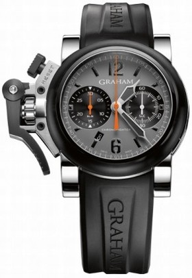 Graham Chronofighter Gray Dial Black Rubber Men's Watch 2OVBV.BS08A