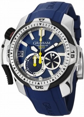 Graham Chronofighter Prodive Blue Dial Blue Rubber Men's Watch 2CDAVU01A