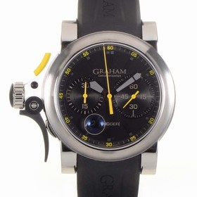 Graham Chronofighter Trigger Black Dial Black Rubber Men's Watch 2TRAS
