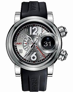 Graham Swordfish Grillo Silver Dial Black Rubber Men's Watch 2SWASGMT.S01A.K06B