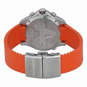 Hamilton Khaki Flight Timer Dual Display Chronograph Black Dial Orange Rubber Men's Watch H64554431