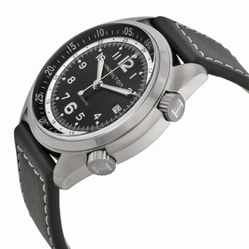 Hamilton Khaki Pilot Pioneer Automatic Black Dial Black Leather Men's Watch H76455733
