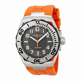 Hamilton Navy Sub Black Dial Stainless Steel Case Orange Rubber Strap Men's Watch H78615985