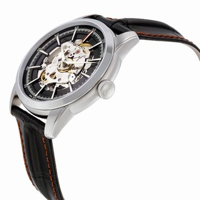 Hamilton Railroad Black Skeleton Dial Black Leather Men's Watch H40655731