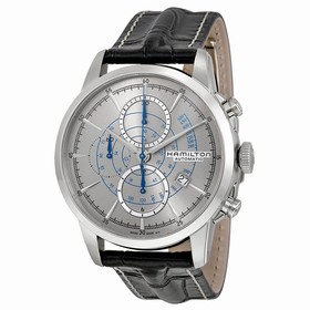 Hamilton Railroad Chronograph Automatic Silver Grey Dial Black Leather Men's Watch H40656781