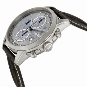 Hamilton Railroad Chronograph Automatic Silver Grey Dial Black Leather Men's Watch H40656781