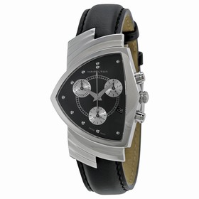 Hamilton Ventura Chrono Black Dial Black Strap Men's Watch H24412732