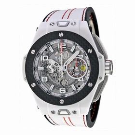 Hublot Big Bang Ferrari White Ceramic Carbon Dial Skeleton Ceramic Men's Sports Watch 401.HQ.0121.VR