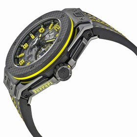 Hublot Big Bang Ferrari Chronograph Skeleton Dial Black Leather Men's Watch 401.CQ.0129.VR