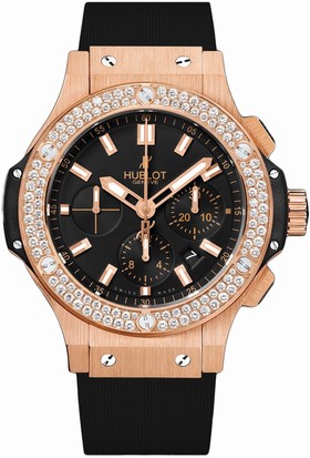 Hublot Big Bang Gold Black Dial Chronograph Diamond Men's Watch 301PX1180RX1104