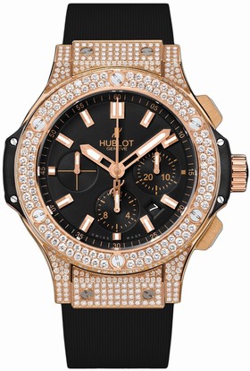Hublot Big Bang Gold Dial Black White Diamonds Men's Luxury Watch 301.PX.1180.RX.1704