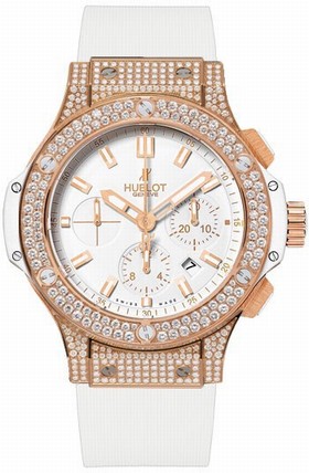 Hublot Big Bang Gold White Dial Chronograph Diamond Men's Watch 301PE2180RW1704