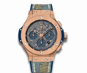 Hublot Big Bang Jeans Blue Dial 18k Gold Chronograph Limited Edition Men's Watch 301.PL.2780.NR.JEANS