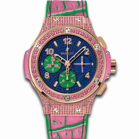Hublot Big Bang Pop Art Anodized Blue Dial Set with Sapphires 18k Red Gold Limited Edition Ladies Watch 341.PP.9089.LR.1633.POP15