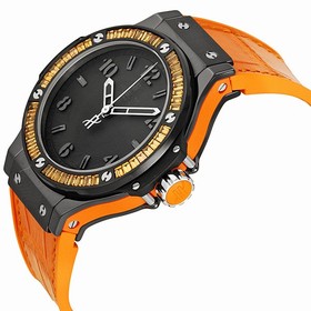 Hublot Big Bang Tutti Frutti Black Dial Orange Sapphire Bezel Rubber Strap