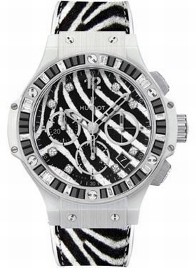 Hublot Big Bang Zebra Diamond Dial 18kt White Gold Chronograph Ladies Watch 341HW7517VR1975