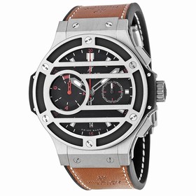 Hublot Chukker Bang Black Dial Titanium Brown Leather Men's Watch 317NM1137VR