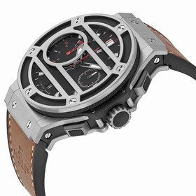 Hublot Chukker Bang Black Dial Titanium Brown Leather Men's Watch 317NM1137VR
