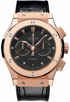 Hublot Classic Fusion Black Dial 18 Carat Rose Gold Case Black Leather Band Automatic Men's Watch 541.OX.1180.LR