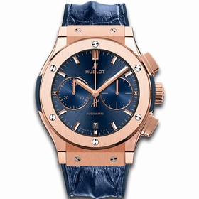 Hublot Classic Fusion Blue Sunray Dial Chronograph 18K King Gold Men's Watch 521.OX.7180.HR