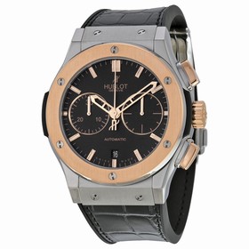 Hublot Classic Fusion Matte Black Automatic Chronograph Alligator Rubber Men's Watch 521.NO.1180.LR