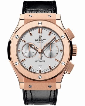 Hublot Classic Fusion Silver Dial Black Leather Band 18 Carat Rose Gold Case Automatic Men's Watch 541.OX.2610.LR