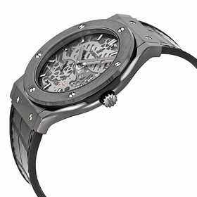 Hublot Classic Fusion Skeleton Dial Black Ceramic Black Leather Automatic Men's Watch 515CM0140LR