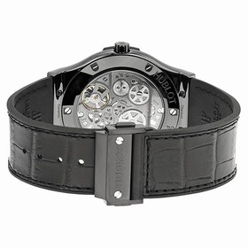 Hublot Classic Fusion Skeleton Dial Black Ceramic Black Leather Automatic Men's Watch 515CM0140LR