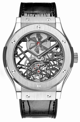 Hublot Classic Fusion Skeleton Tourbillon Titanium Dial Skeleton Automatic Men's Watch 505.NX.0170.LR