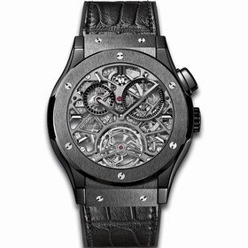 Hublot Classic Fusion Tourbillion All Black Skeleton Dial Ceramic Men's Watch 506.CM.0140.LR