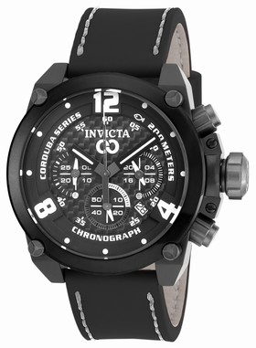 Invicta Corduba Chronograph Black Carbon Fiber Dial Black Leather Men's Watch 18935