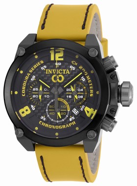 Invicta Corduba Chronograph Black Carbon Fiber Dial Yellow Leather Men's Watch 18934