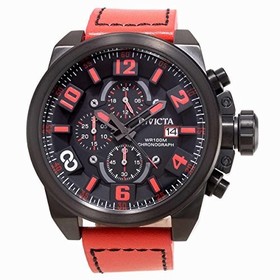 Invicta Corduba Chronograph Black Dial Red Leather Men's Watch 18996