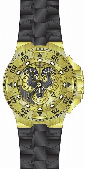Invicta Excursion Reserve Chronograph Gold Dial Black Polyurethane Men's Watch 18557