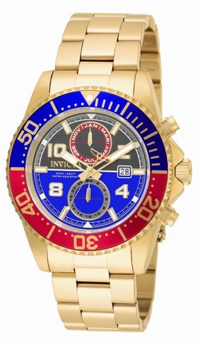 Invicta Pro Diver Black and Blue Dial 18kt Gold-plated Men's Watch 18519