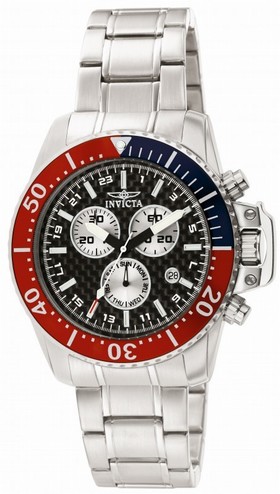 Invicta Pro Diver Chronograph Black Carbon Fiber Dial Stainless Steel Men's Watch 11281